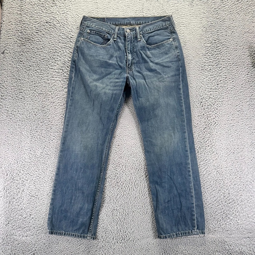 Levi's 514 Jeans Mens 34x30 Blue Cotton Denim Straight Leg Faded Travel Workwear